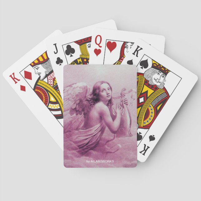 ANGEL PLAYING LYRA ÖVER NEDLÄGGNINGENS rosa Casinokort (Baksidan)