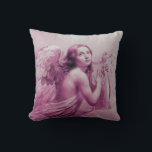 ANGEL PLAYING LYRA ÖVER NEDLÄGGNINGENS rosa Kudde<br><div class="desc">Konstgjord och klassisk vattenfärgsmålning i vit rosa lila färg,  som har vidareutvecklats från 1800-talets italienska bra.</div>
