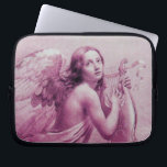 ANGEL PLAYING LYRA ÖVER NEDLÄGGNINGENS rosa Laptop Sleeve<br><div class="desc">Konstgjord och klassisk vattenfärgsmålning i vit sepia, brunt färg,  omformad från 1800-talets italienska bra art</div>