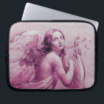 ANGEL PLAYING LYRA ÖVER NEDLÄGGNINGENS rosa Laptop Sleeve<br><div class="desc">Konstgjord och klassisk vattenfärgsmålning i vit sepia, brunt färg,  omformad från 1800-talets italienska bra art</div>