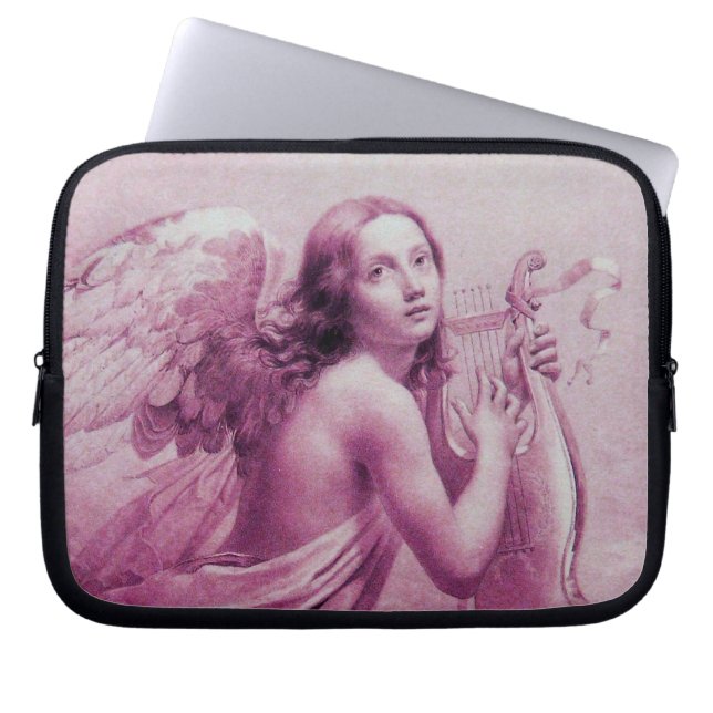 ANGEL PLAYING LYRA ÖVER NEDLÄGGNINGENS rosa Laptop Sleeve (Framsidan)