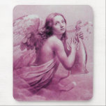 ANGEL PLAYING LYRA ÖVER NEDLÄGGNINGENS rosa Musmatta<br><div class="desc">Konstgjord och klassisk vattenfärgsmålning i vit sepia, brunt färg,  omformad från 1800-talets italienska bra art</div>