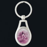 ANGEL PLAYING LYRA ÖVER NEDLÄGGNINGENS rosa Ovalt Silverfärgad Nyckelring<br><div class="desc">Utformning av elegant från en femoriansk emelminiatyr Konstnärlig och klassisk vattenfärgning i vit sepia, brunt färg som har vidareutvecklats från 1800-talets italienska bra art .</div>