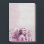 ANGEL PLAYING LYRA ÖVER NEDLÄGGNINGENS Rosa Post-it Block<br><div class="desc">Konstgjord och klassisk vattenfärgsmålning i vit sepia, brunt färg,  omformad från 1800-talets italienska bra art</div>
