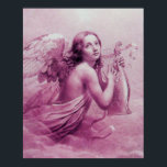 ANGEL PLAYING LYRA ÖVER NEDLÄGGNINGENS Rosa Poster<br><div class="desc">Konstgjord och klassisk vattenfärgsmålning i vit sepia, brunt färg,  omformad från 1800-talets italienska bra art</div>
