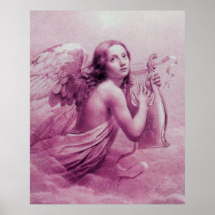 ANGEL PLAYING LYRA ÖVER NEDLÄGGNINGENS Rosa Poster