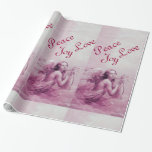 ANGEL PLAYING LYRA ÖVER NEDLÄGGNINGENS Rosa Presentpapper<br><div class="desc">Fred,  Kärlek, Joy.Konstnärlig och klassisk vattenfärgsmålning i vit sepia, brunt färg,  omformad från 18:e århundradets italienska bra art</div>
