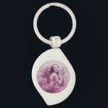 ANGEL PLAYING LYRA ÖVER NEDLÄGGNINGENS rosa Swirl Silverfärgad Nyckelring<br><div class="desc">Utformning av elegant från en femoriansk emelminiatyr Konstnärlig och klassisk vattenfärgning i vit sepia, brunt färg som har vidareutvecklats från 1800-talets italienska bra art .</div>