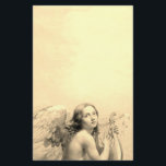 ANGEL PLAYING LYRA ÖVER NORMERNA Sepia Brevpapper<br><div class="desc">Konstgjord och klassisk vattenfärgsmålning i vit sepia, brunt färg,  omformad från 1800-talets italienska bra art</div>