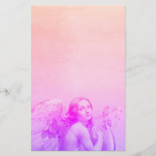 ANGEL PLAYING LYRA ÖVER Rosa Blue Brevpapper