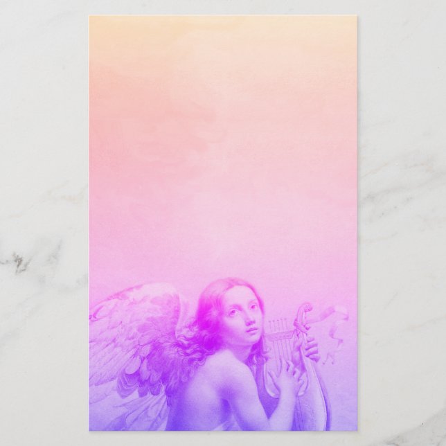 ANGEL PLAYING LYRA ÖVER Rosa Blue Brevpapper (Framsida)