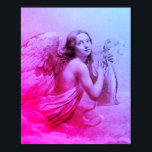 ANGEL PLAYING LYRA ÖVER Rosa Blue Poster<br><div class="desc">Konstgjord och klassisk vattenfärgsmålning i vit sepia, brunt färg,  omformad från 1800-talets italienska bra art</div>