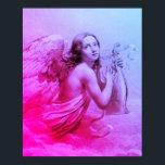 ANGEL PLAYING LYRA ÖVER Rosa Blue Poster<br><div class="desc">Konstgjord och klassisk vattenfärgsmålning i vit sepia, brunt färg,  omformad från 1800-talets italienska bra art</div>
