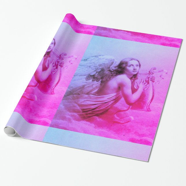 ANGEL PLAYING LYRA ÖVER Rosa Blue Presentpapper (Utrullad)