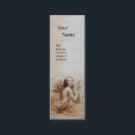 ANGEL PLAYING LYRA ÖVER STÄNGNINGARNA Monogram Gul Mini Visitkort<br><div class="desc">Elegant-,  konstnärlig och klassisk vattenfärgsmålning i vit sepia, brunt färg,  omformad från 18:e århundradets italienska bra art .Guld metallisk papper version.</div>