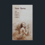 ANGEL PLAYING LYRA ÖVER STÄNGNINGARNA Monogram Sil Visitkort<br><div class="desc">Elegant,  konstnärlig och klassisk vattenfärgsmålning i vit sepia, brunt färg,  omformad från 18:e århundradets italienska bra art.Platinum Metallic papper version.</div>