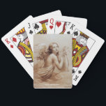 ANGEL PLAYRA LYRA ÖVER NEDLÄGGNINGEN SPELKORT<br><div class="desc">Konstgjord och klassisk vattenfärgsmålning i vit antika rosa fuchsia färg,  omformad från 1800-talets italienska bra art</div>