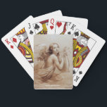 ANGEL PLAYRA LYRA ÖVER NEDLÄGGNINGEN SPELKORT<br><div class="desc">Konstgjord och klassisk vattenfärgsmålning i vit antika rosa fuchsia färg,  omformad från 1800-talets italienska bra art</div>