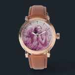 ANGEL PLAYRA LYRA ÖVER Rosa Gemstones NEDLAGDA Armbandsur<br><div class="desc">Elegantens utformning med vibrerande 3D-rosa lila amethyst-gem-sten. Konstgjord och klassisk vattenfärgsmålning i vit rosa färg,  som har omarbetats från 1800-talets italienska bra art.</div>