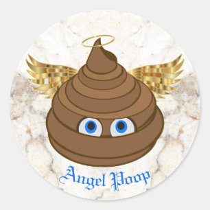 Angel Poop Emoji Runt Klistermärke