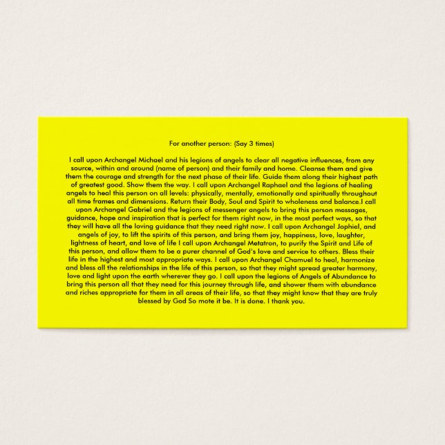 Angel Prayers Visitkort (Framsidan)