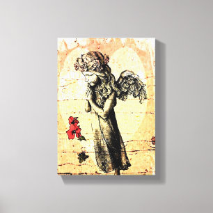 Angel Praying and Heart Canvastryck
