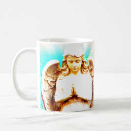 Angel Praying Aqua Blå himmel Andlig Coffee Mugg