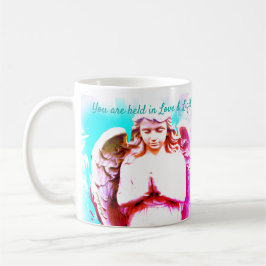 Angel Praying Aqua Rosa Blue Kärlek Light Quote Gi Kaffemugg