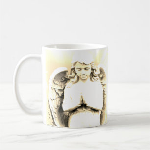 Angel Praying Himmelskare Vingar Golden Light Kaffemugg
