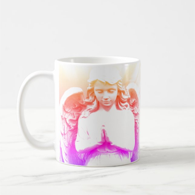 Angel Praying Rosa Lila Orange Andlig Kaffemugg (Vänster)