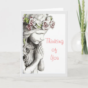 Angel Praying Thinking Card Kort