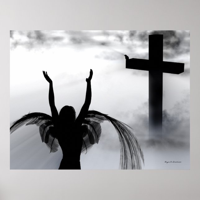 Angel Praying to Christian Kor Art Print Poster (Framsidan)