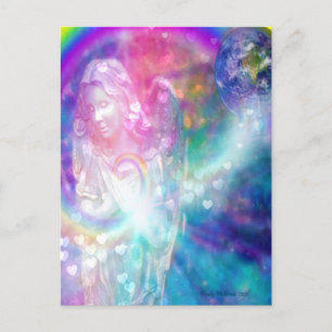 Angel Praying World Peace Bevacker Watercolor Vykort