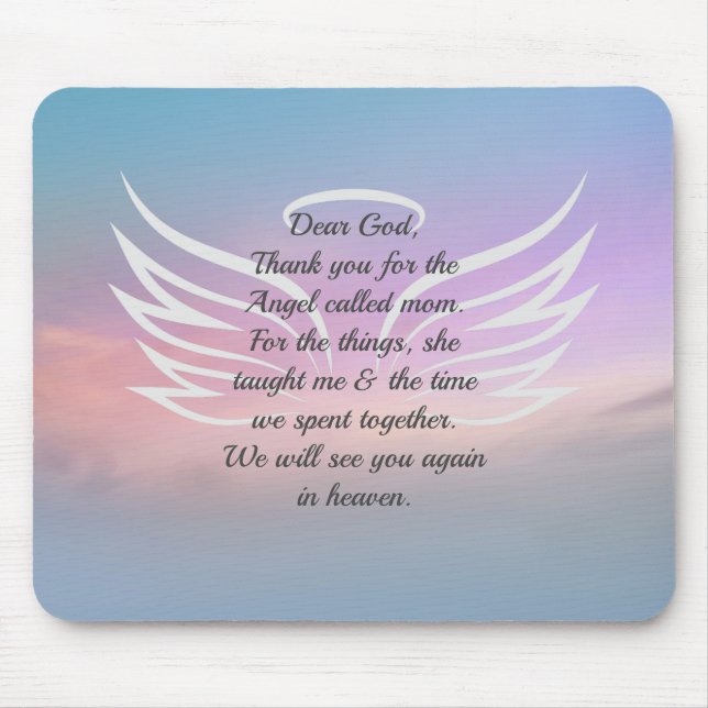 Angel Quote Prayer Mouse Pad Musmatta (Framsidan)