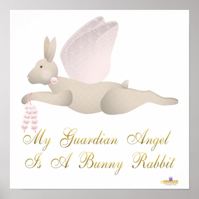 Angel Rabbit Tan Rosa ros Guardian Angel Bunny R Poster (Framsidan)
