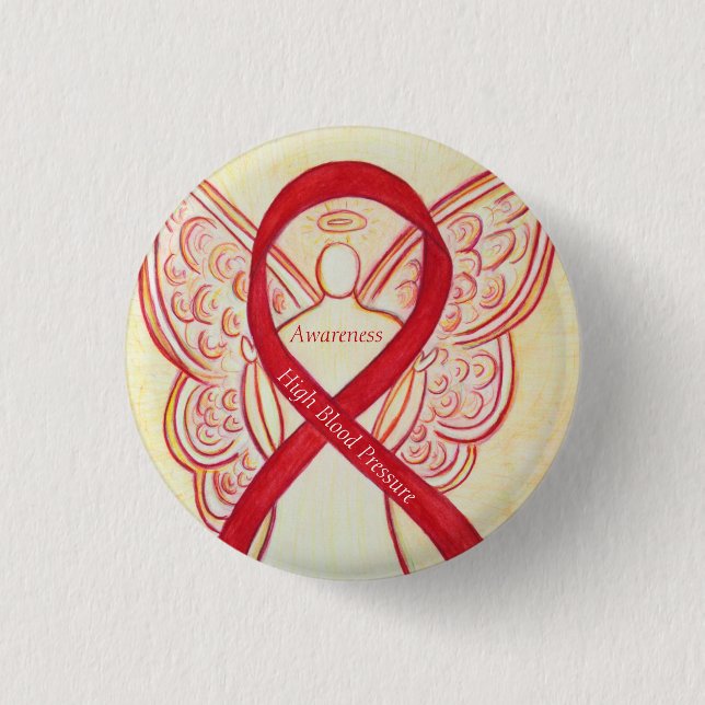 Angel Red Ribbon Pin (högtrycksmedvetande om gel) Knapp (Framsida)