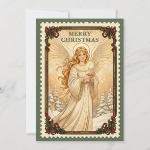 Angel Retro Postage Frimärke-julkort Julkort