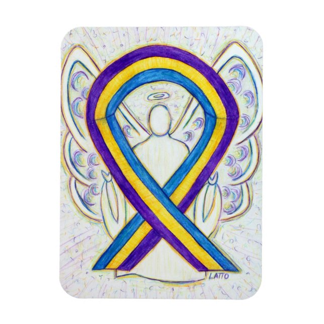 Angel Ribbon Gift Magnet (blåscancer) (Vertikal)