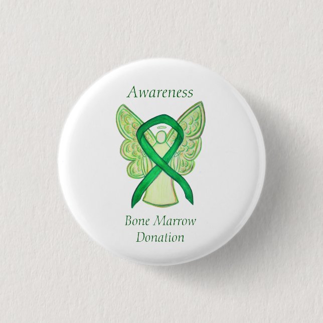 Angel Ribbon Pin för benmärgsdonationsmedvetande Knapp (Framsida)
