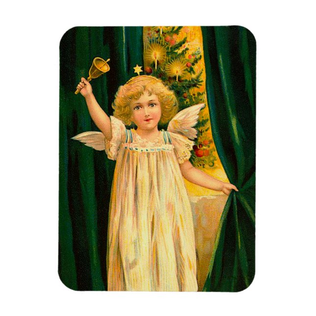 Angel ringing the bell for Christmas time Magnet (Vertikal)