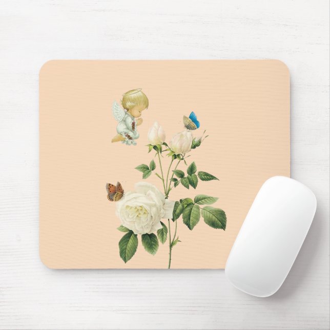 Angel Ro Beige Mouse Pad! Muspets Musmatta (Med mus)