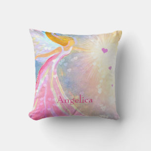 Angel Rosa Blue Watercolor Heart Monogram Kudde