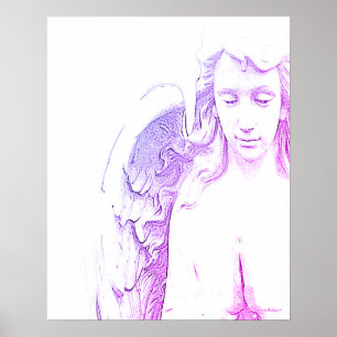 Angel Rosa Lila Vingar Ombre Wall Art Skriv ut Poster