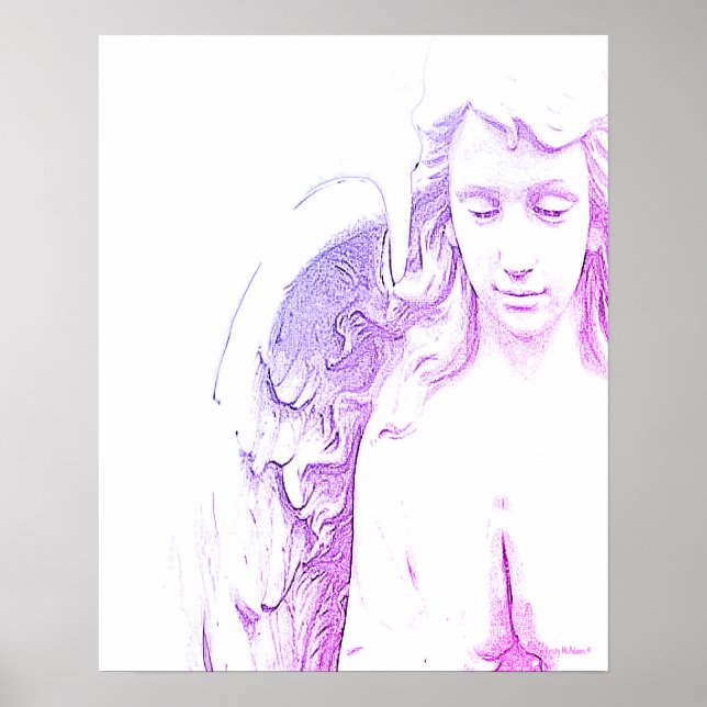 Angel Rosa Lila Vingar Ombre Wall Art Skriv ut Poster (Framsidan)
