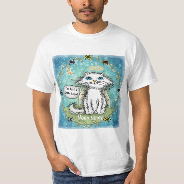 Angel Scraggles Cat T Shirt (Framsida)