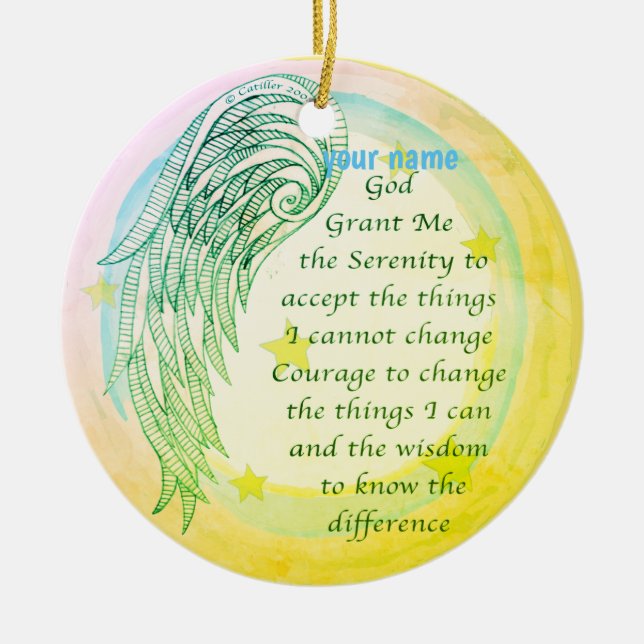Angel Serenity Prayer Julgransprydnad Keramik (Framsidan)