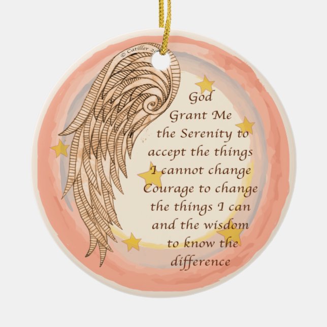 Angel Serenity Prayer Julgransprydnad Keramik (Framsidan)