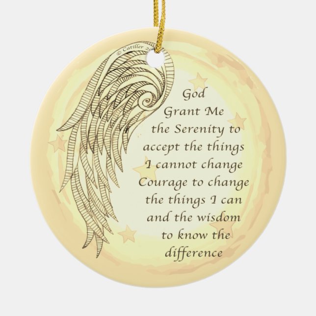Angel Serenity Prayer Julgransprydnad Keramik (Framsidan)