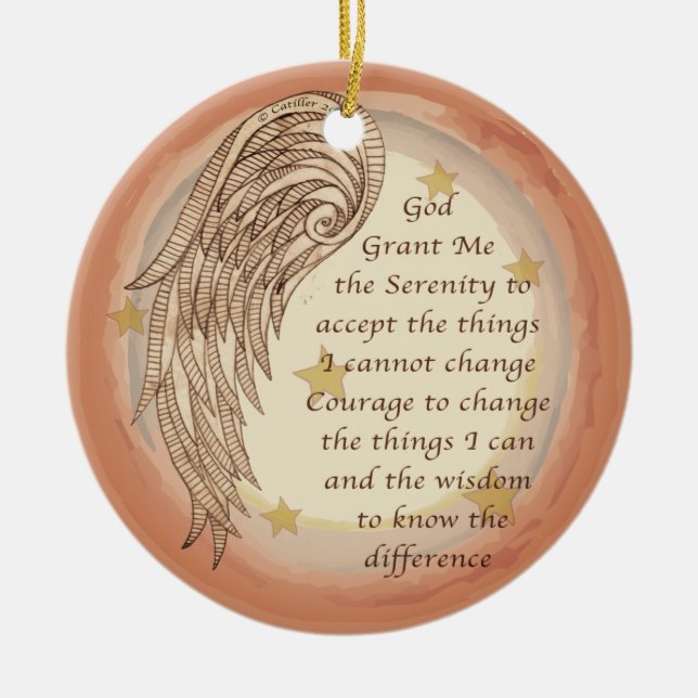 Angel Serenity Prayer Julgransprydnad Keramik (Framsidan)