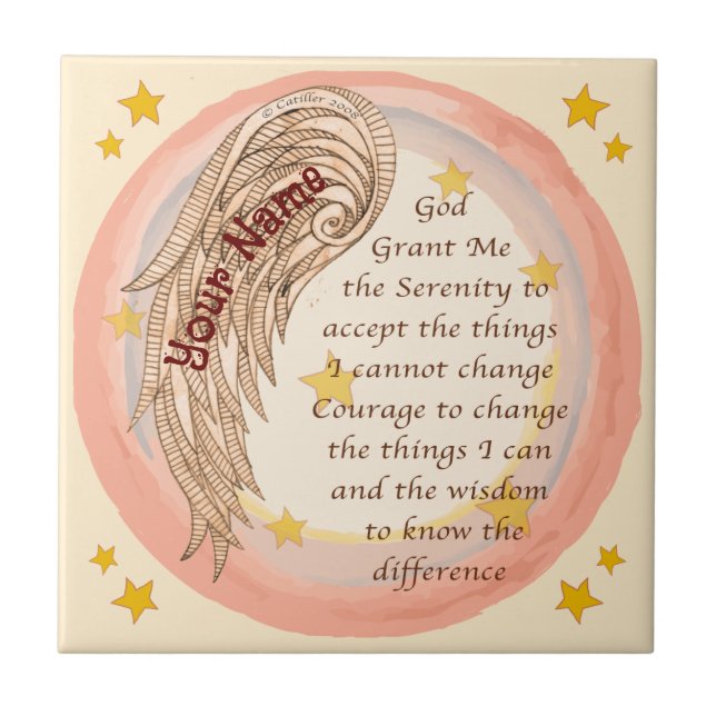 Angel Serenity Prayer Kakelplatta (Framsidan)
